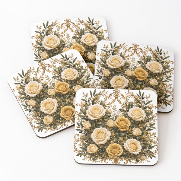 Item preview, Elegant Golden and Ivory Roses Vintage Floral Luxury Design designed and sold by MoodLay.