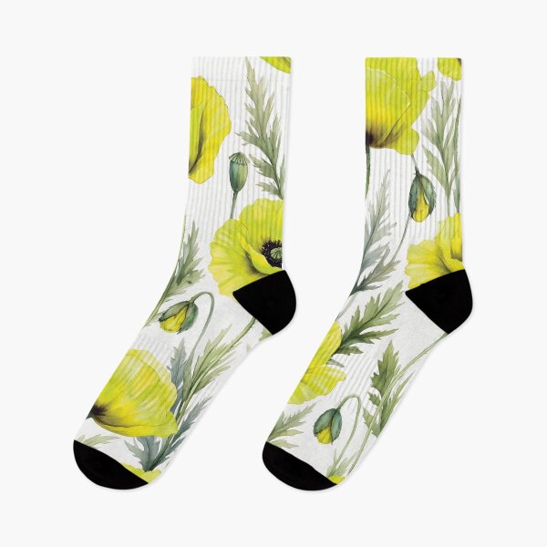 Item preview, Vibrant Yellow Poppy Seamless Pattern in Watercolor Style designed and sold by Lucia Amaris Art.