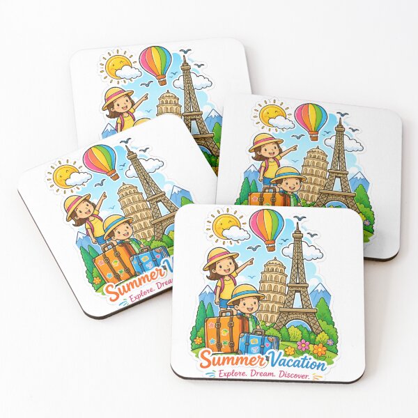 Item preview, Summer Vacation Travel Kids Die-Cut Sticker | Colorful Cartoon Adventure Vinyl Decal designed and sold by Arts121.