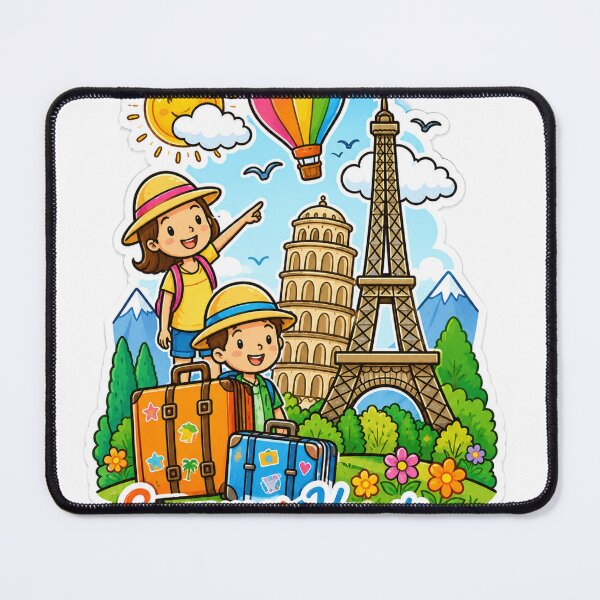 Item preview, Summer Vacation Travel Kids Die-Cut Sticker | Colorful Cartoon Adventure Vinyl Decal designed and sold by Arts121.