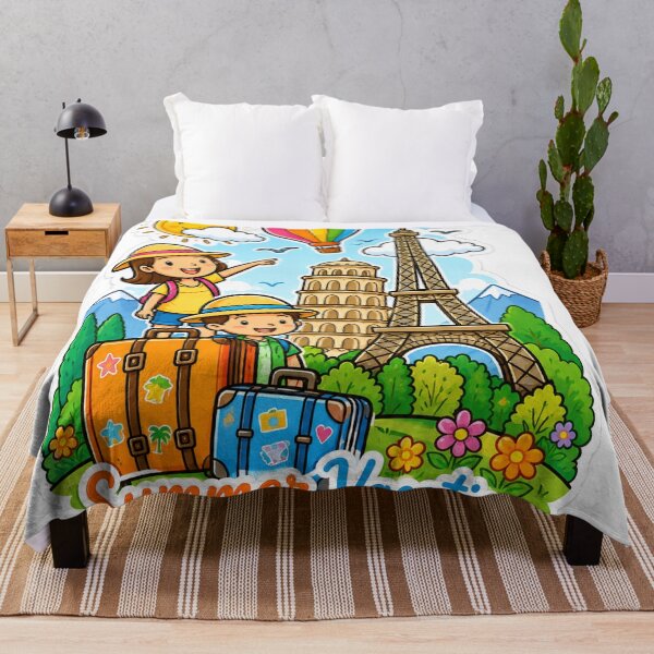 Item preview, Summer Vacation Travel Kids Die-Cut Sticker | Colorful Cartoon Adventure Vinyl Decal designed and sold by Arts121.