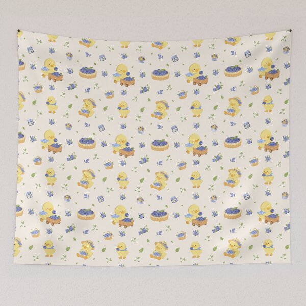 Item preview, Cute Duck with Blueberries designed and sold by SoftBunStudio.