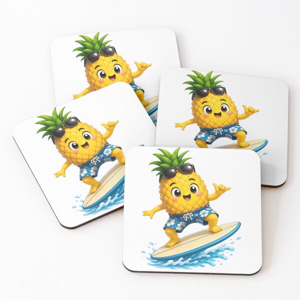 Item preview, Cute Surfer Pineapple Kawaii Sticker | Tropical Beach Fruit Character designed and sold by NakottaFashion.