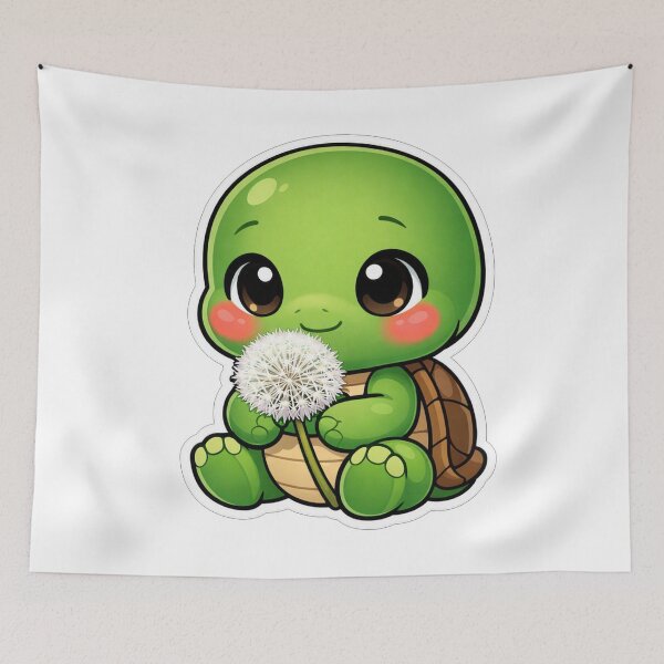 Item preview, Cute Little Turtle Holding A Dandelion designed and sold by Owcomm.