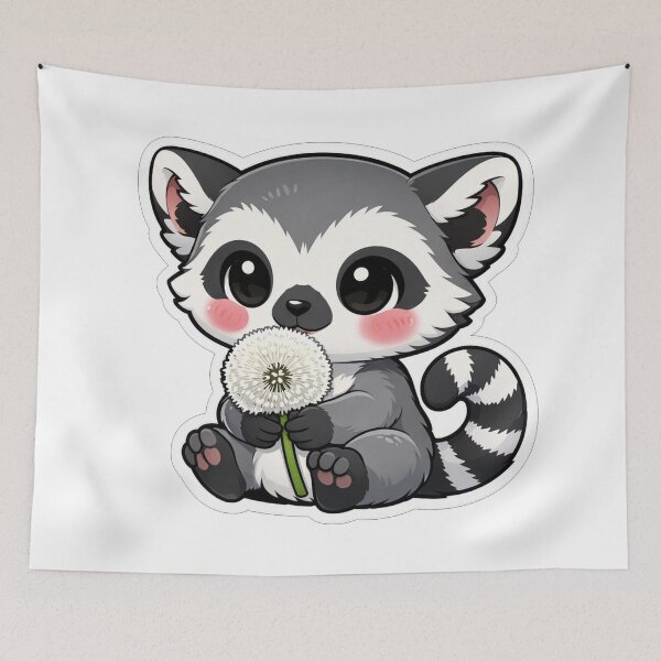Item preview, Cute Little Lemur Holding White Dandelion designed and sold by Owcomm.
