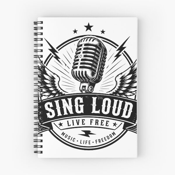 Item preview, Vintage Microphone Wings Sing Loud Live Free Emblem designed and sold by Jaideep Walia.