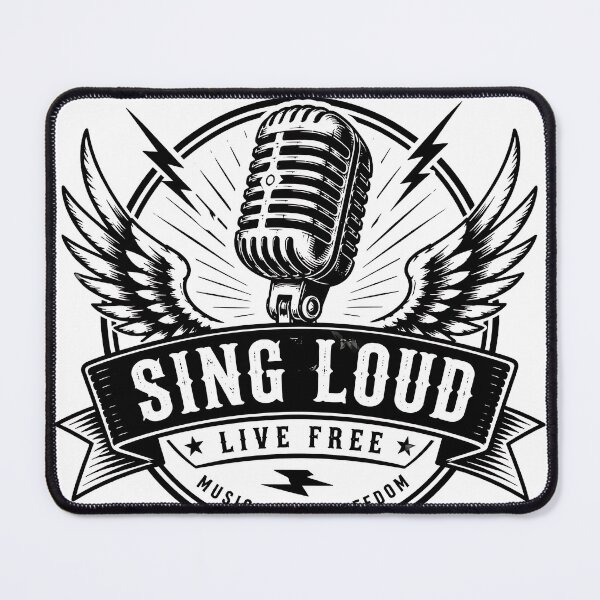 Item preview, Vintage Microphone Wings Sing Loud Live Free Emblem designed and sold by Jaideep Walia.