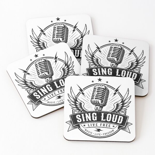 Item preview, Vintage Microphone Wings Sing Loud Live Free Emblem designed and sold by Jaideep Walia.