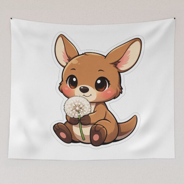 Item preview, Cute Baby Kangaroo Holding A Dandelion designed and sold by Owcomm.