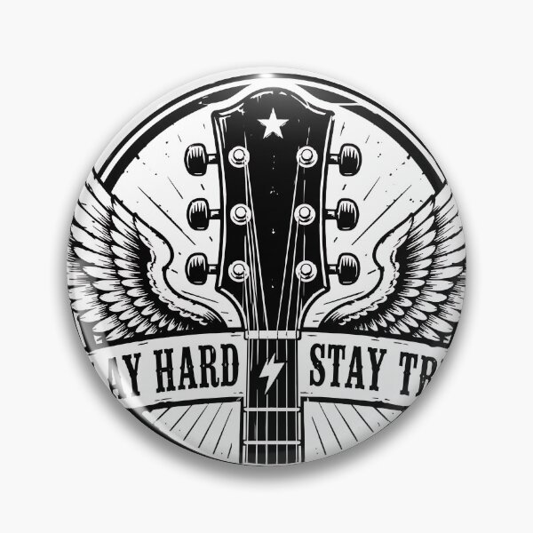 Item preview, Guitar Headstock Wings Play Hard Stay True Emblem  designed and sold by Jaideep Walia.