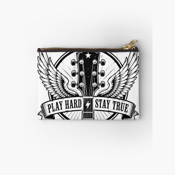 Item preview, Guitar Headstock Wings Play Hard Stay True Emblem  designed and sold by Jaideep Walia.