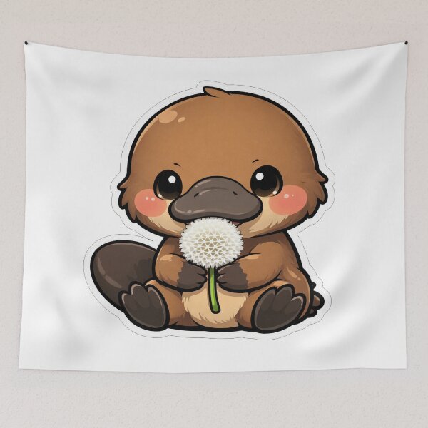 Item preview, Cute Baby Platypus Holding White Dandelion designed and sold by Owcomm.