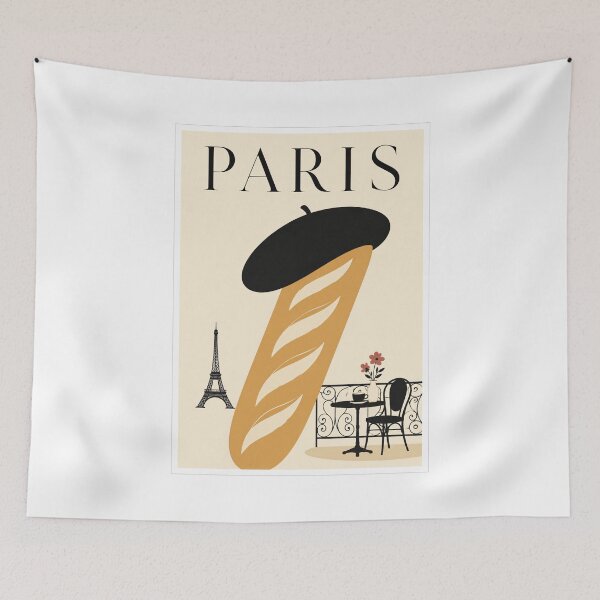 Item preview, Paris Baguette Beret Travel Poster designed and sold by Beyond Destinations.