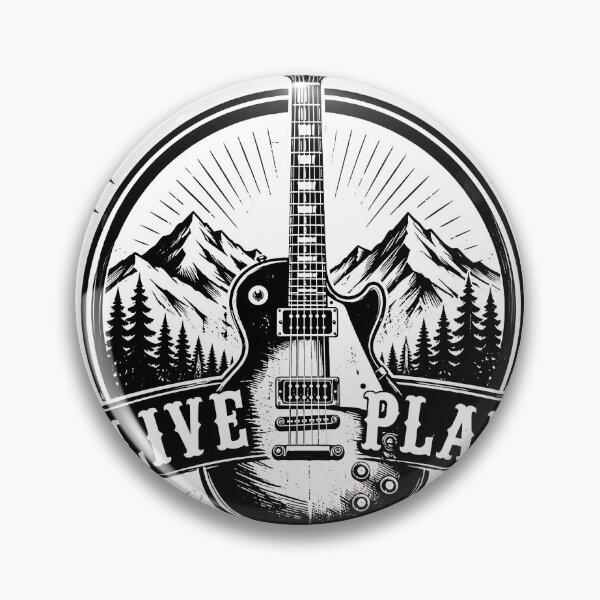 Artikelvorschau, Vintage Mountain E-Gitarre Rock Emblem entworfen und verkauft von Jaideep Walia.