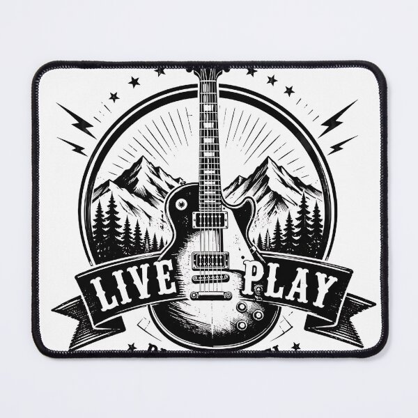 Item preview, Vintage Mountain Electric Guitar Rock Emblem  designed and sold by Jaideep Walia.