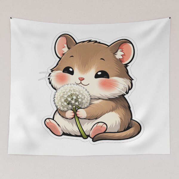 Item preview, Cute Hamster Holding A Dandelion Flower designed and sold by Owcomm.