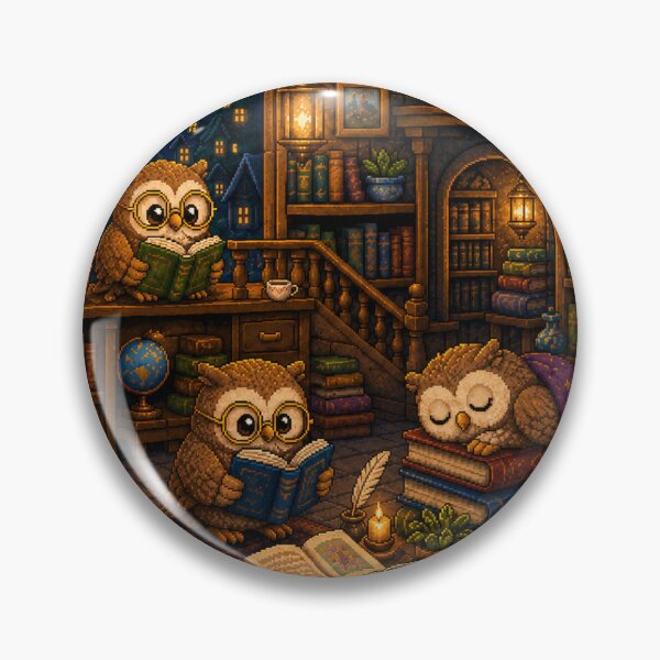Item preview, Cozy Owl Library Pixel Art Reading Room designed and sold by Yiruda-Art.