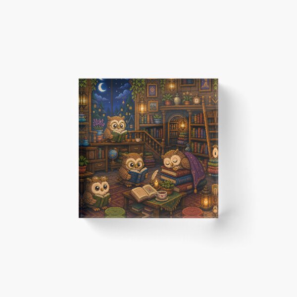 Item preview, Cozy Owl Library Pixel Art Reading Room designed and sold by Yiruda-Art.