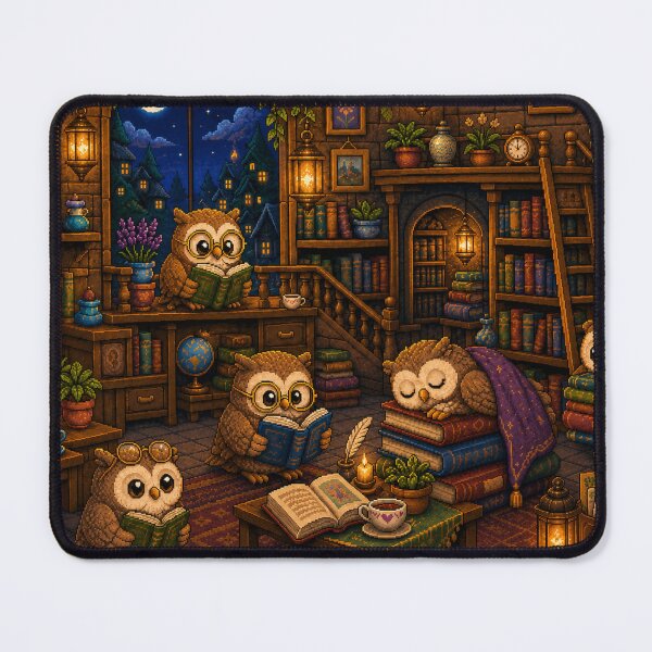 Item preview, Cozy Owl Library Pixel Art Reading Room designed and sold by Yiruda-Art.