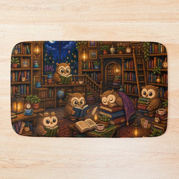 Item preview, Cozy Owl Library Pixel Art Reading Room designed and sold by Yiruda-Art.
