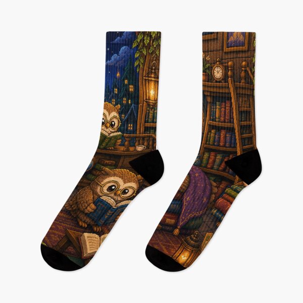 Item preview, Cozy Owl Library Pixel Art Reading Room designed and sold by Yiruda-Art.