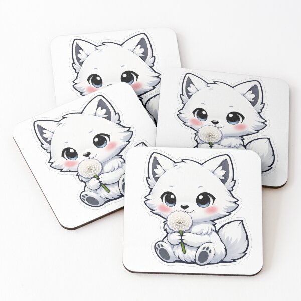 Item preview, Cute White Arctic Fox Holding Dandelion designed and sold by Owcomm.