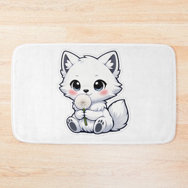 Item preview, Cute White Arctic Fox Holding Dandelion designed and sold by Owcomm.