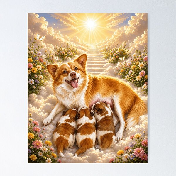 Item preview, Justice for Wangwang “Heaven Mother Dog Nursing Puppies” Memorial Angel Gift designed and sold by CanvasFuse.