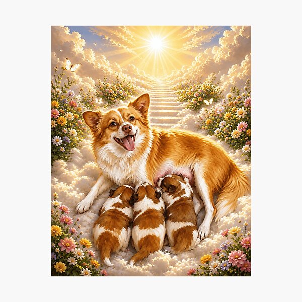 Item preview, Justice for Wangwang “Heaven Mother Dog Nursing Puppies” Memorial Angel Gift designed and sold by CanvasFuse.