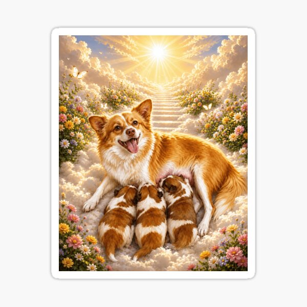 Item preview, Justice for Wangwang “Heaven Mother Dog Nursing Puppies” Memorial Angel Gift designed and sold by CanvasFuse.