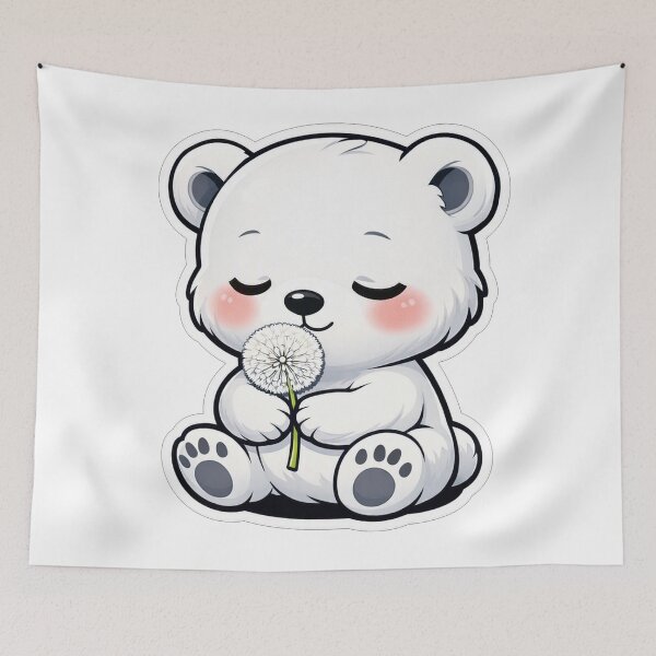 Item preview, Cute Little White Polar Bear With Dandelion designed and sold by Owcomm.
