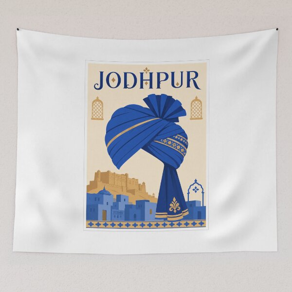 Item preview, Jodhpur Blue Turban Travel Poster designed and sold by Beyond Destinations.