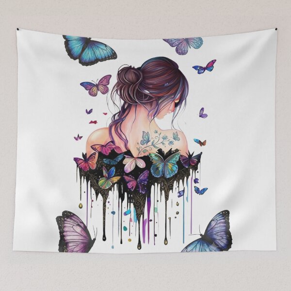 Artikelvorschau, Aquarell-Schmetterlingsmädchen – Ästhetisches Kunstdesign entworfen und verkauft von Arts121.