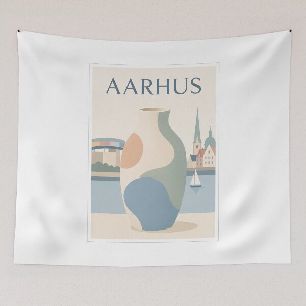 Item preview, Aarhus Scandinavian Ceramic Vase Poster designed and sold by Beyond Destinations.