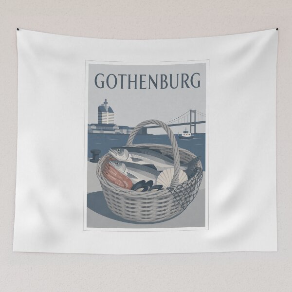 Item preview, Gothenburg Seafood Basket Travel Poster designed and sold by Beyond Destinations.