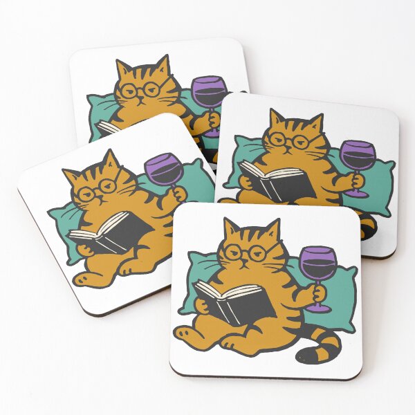 Item preview, Book Lover Cat with a Glass of Wine designed and sold by kegsmardina14.