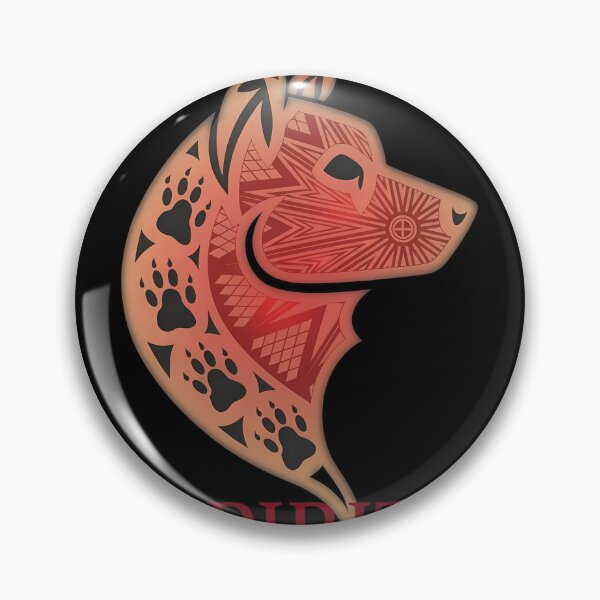 Item preview, Stylized Wolf Head Tribal Red Gold Graphic designed and sold by WhimsyWephy.