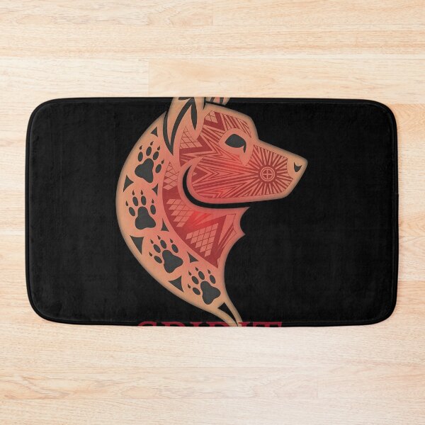 Item preview, Stylized Wolf Head Tribal Red Gold Graphic designed and sold by WhimsyWephy.