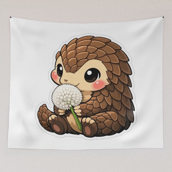 Item preview, Cute Baby Pangolin Holding White Dandelion designed and sold by Owcomm.