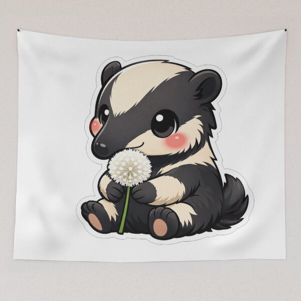 Item preview, Cute Baby Badger Holding White Flower designed and sold by Owcomm.