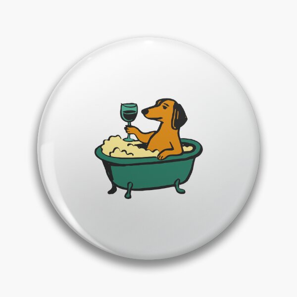 Item preview, Relaxing Dachshund in a Bubble Bath with a Glass of Wine designed and sold by kegsmardina14.