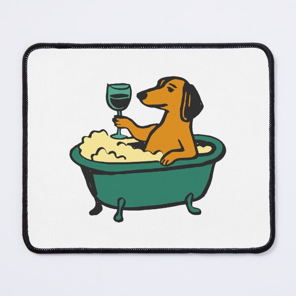 Item preview, Relaxing Dachshund in a Bubble Bath with a Glass of Wine designed and sold by kegsmardina14.