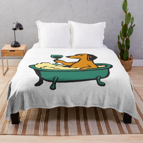 Item preview, Relaxing Dachshund in a Bubble Bath with a Glass of Wine designed and sold by kegsmardina14.
