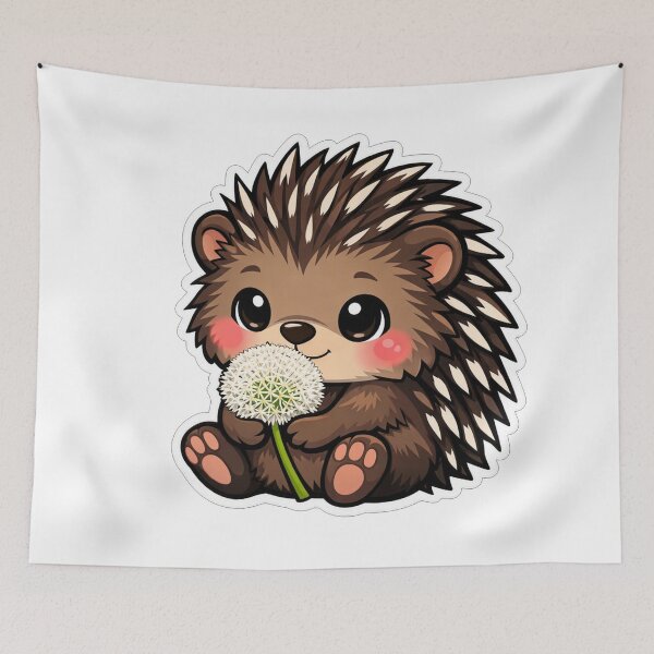 Item preview, Cute Little Hedgehog Holding A Dandelion designed and sold by Owcomm.