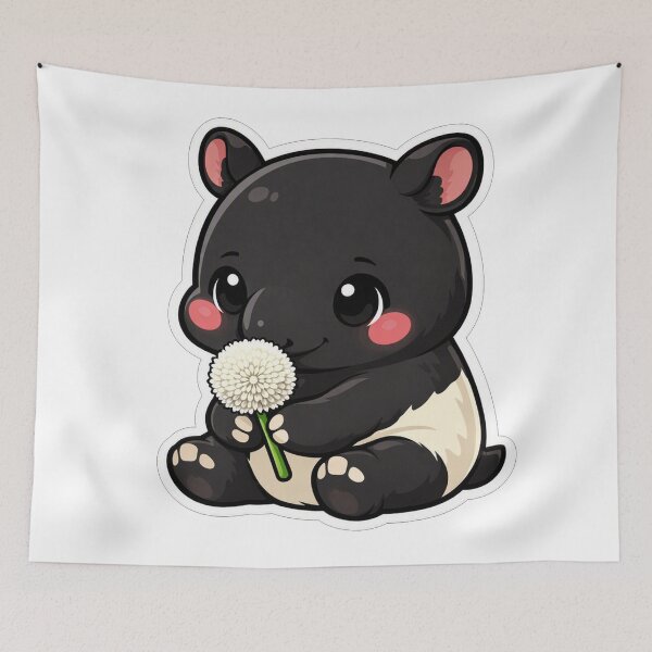 Item preview, Cute Baby Tapir Holding White Flower designed and sold by Owcomm.