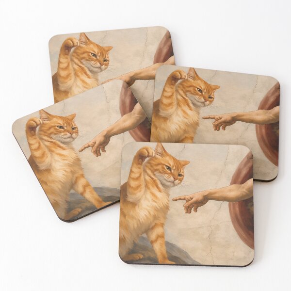 Item preview, The Creation of Cat | Funny Renaissance Cat Art | Michelangelo Inspired Orange Tabby Meme designed and sold by flowerpower999.