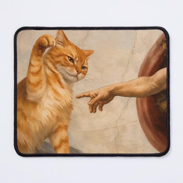 Item preview, The Creation of Cat | Funny Renaissance Cat Art | Michelangelo Inspired Orange Tabby Meme designed and sold by flowerpower999.