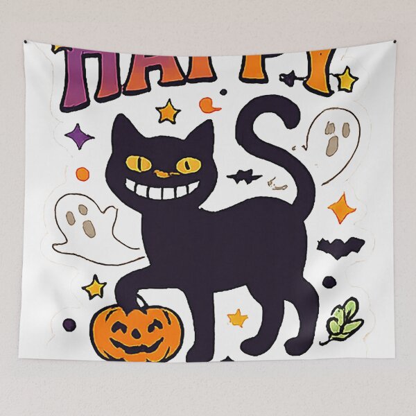 Item preview, Happy Halloween Black Cat Pumpkin Graphic designed and sold by The secret storage room.