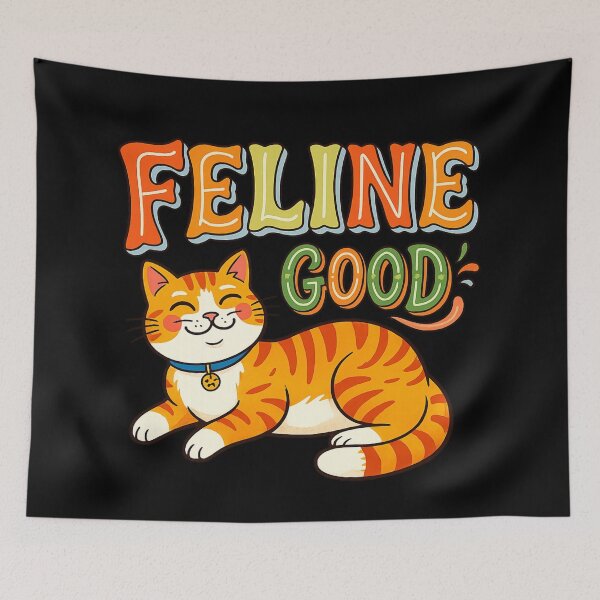 Item preview, Feline Good Cute Cat Retro Pun T-Shirt | Funny Cat Lover Vintage Graphic designed and sold by NostasStuff.