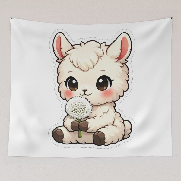 Item preview, Cute Fluffy Alpaca Holding A Dandelion designed and sold by Owcomm.
